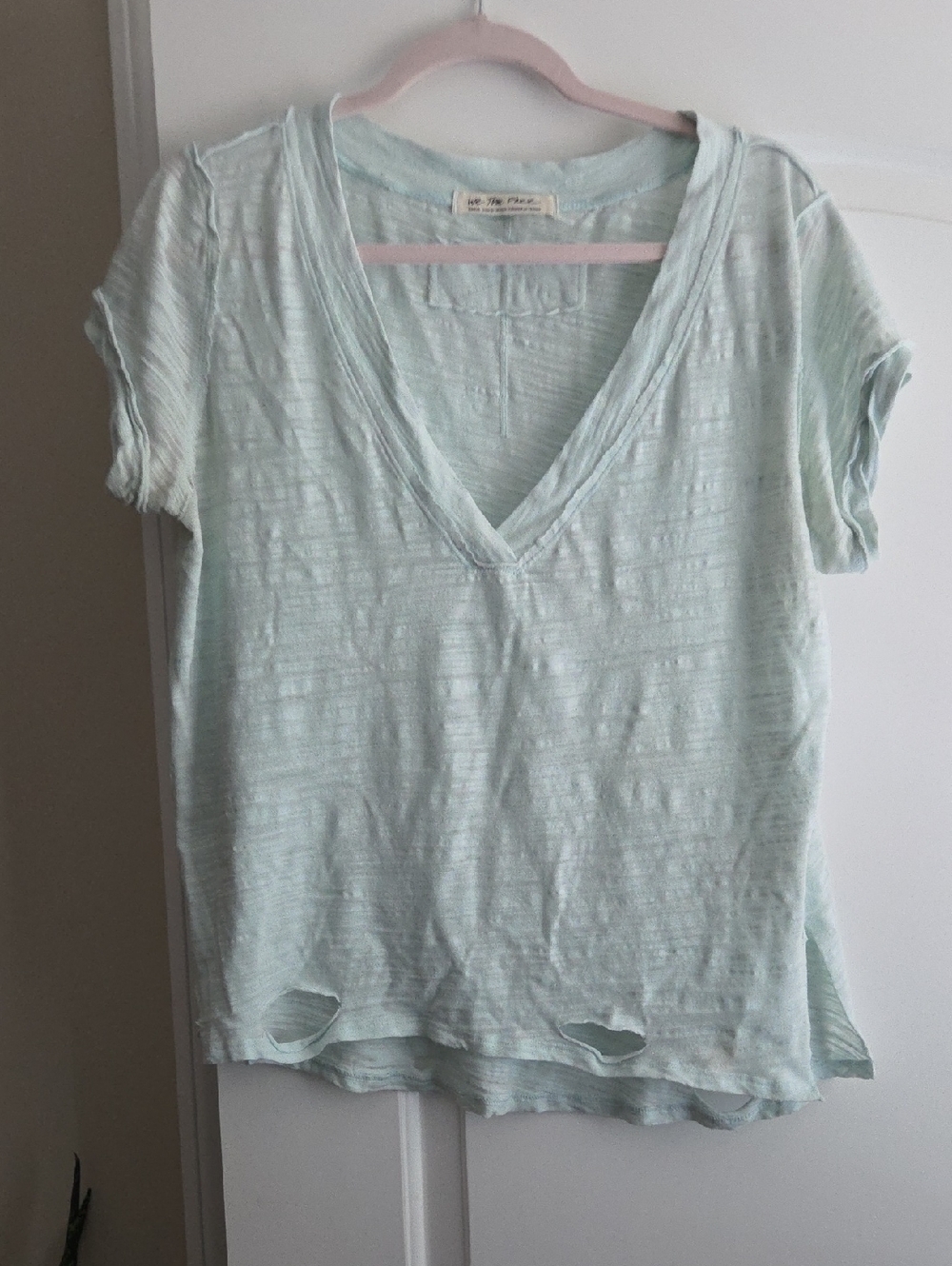 We The Free Light Mint V-Neck Short Sleeve Tee